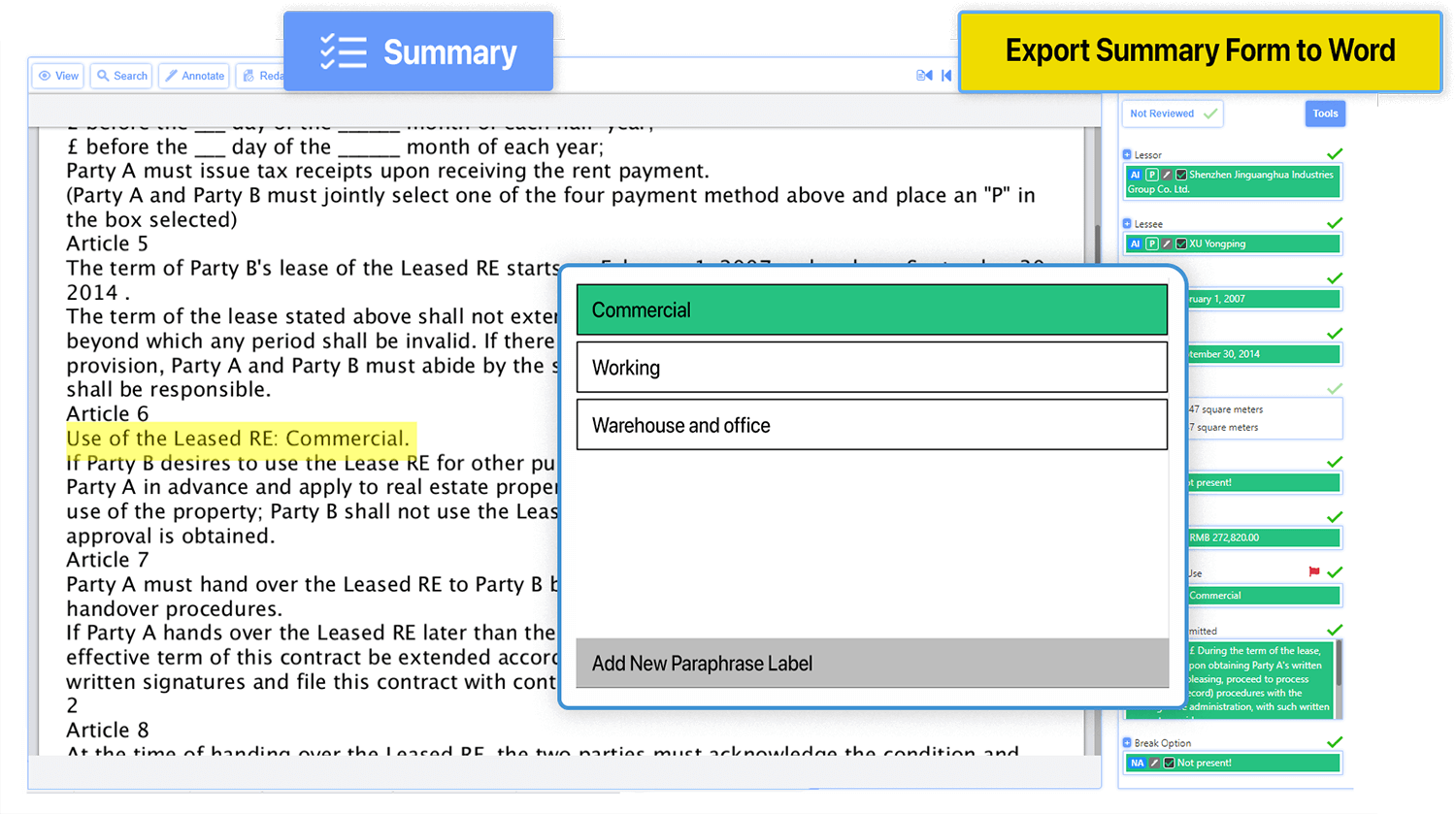 Contract Summary File Example Imprima – Automated Contract Summary Software