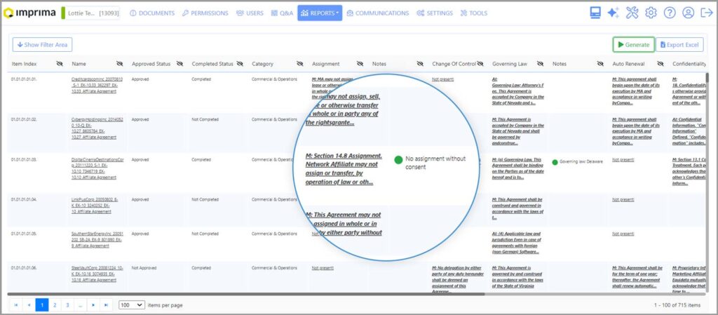 Smart Summaries interactive grid