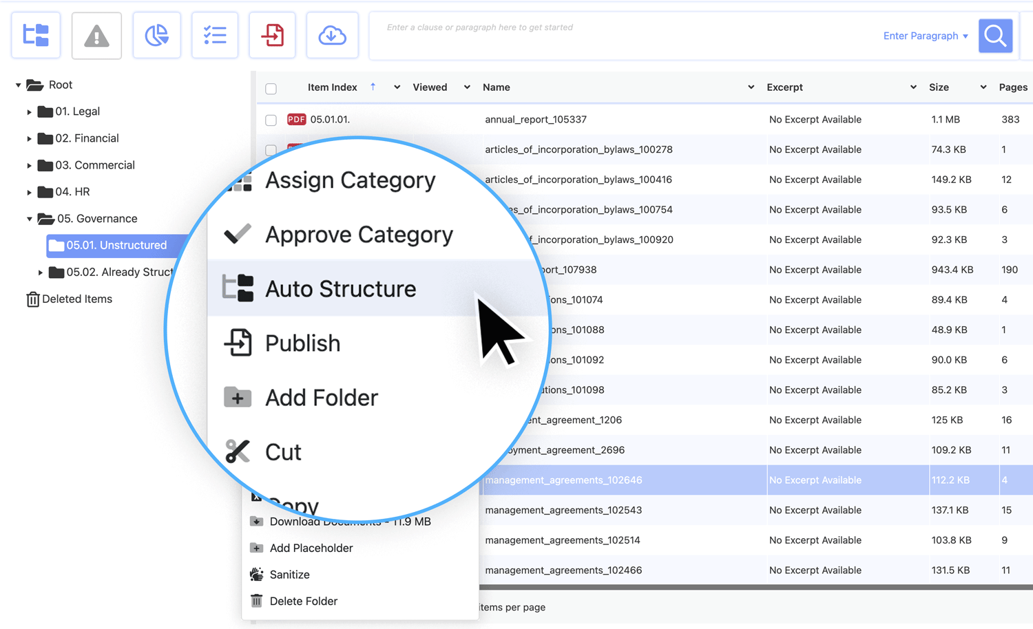 Smart Index UI view