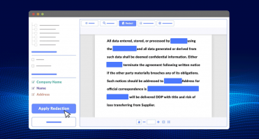 Redaction features header